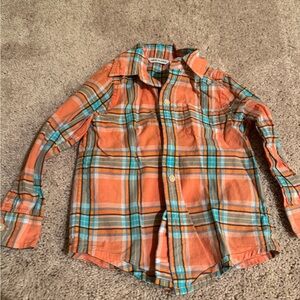 Janie and Jack Boys Orange and Blue Button Down Shirt